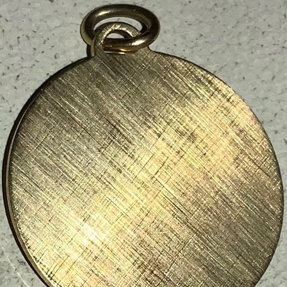 Vintage 1970s Western Union WU Gold Pendant Three Pink Amethyst Stones Jewelry - Picture 3 of 4